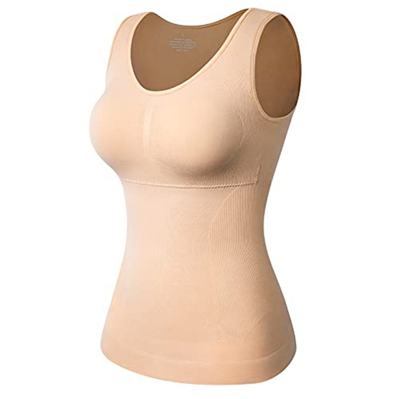 Women's Solid Color Wire-free Seamless Tummy Control Camisole bra With Padding