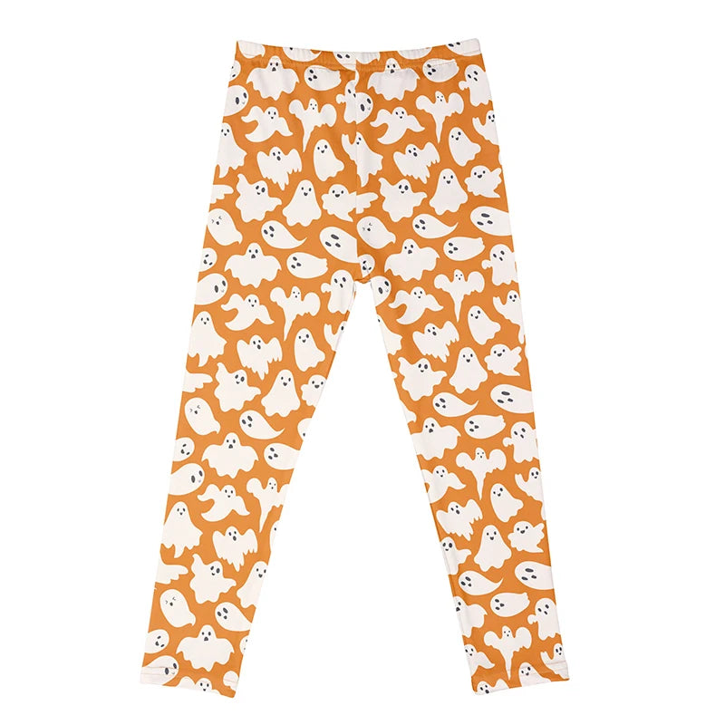 Girls Leggings Spring Summer Cartoon Bat Pumpkin Print Skinny Pants Girls Pencil Pants Kids Trousers Children Halloween Clothes