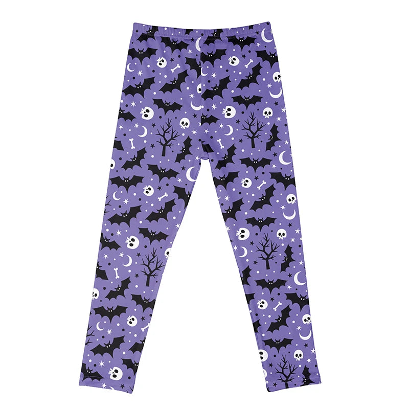 Girls Leggings Spring Summer Cartoon Bat Pumpkin Print Skinny Pants Girls Pencil Pants Kids Trousers Children Halloween Clothes