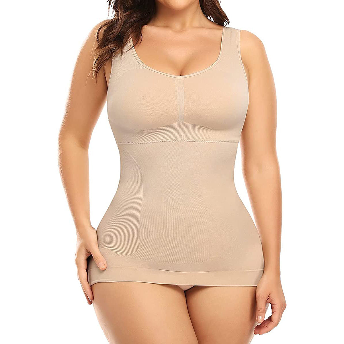 Women's Solid Color Wire-free Seamless Tummy Control Camisole bra With Padding