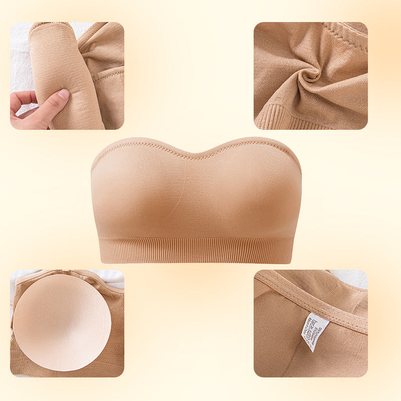 Plus Size Non-slip Silicone Push Up Bra Strapless Wireless Bandeau