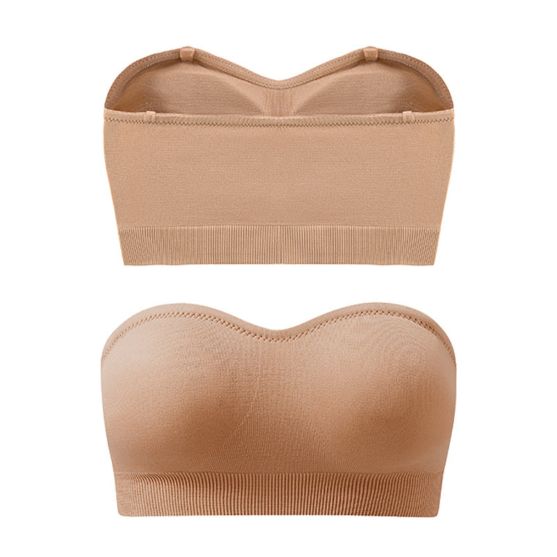 Plus Size Non-slip Silicone Push Up Bra Strapless Wireless Bandeau